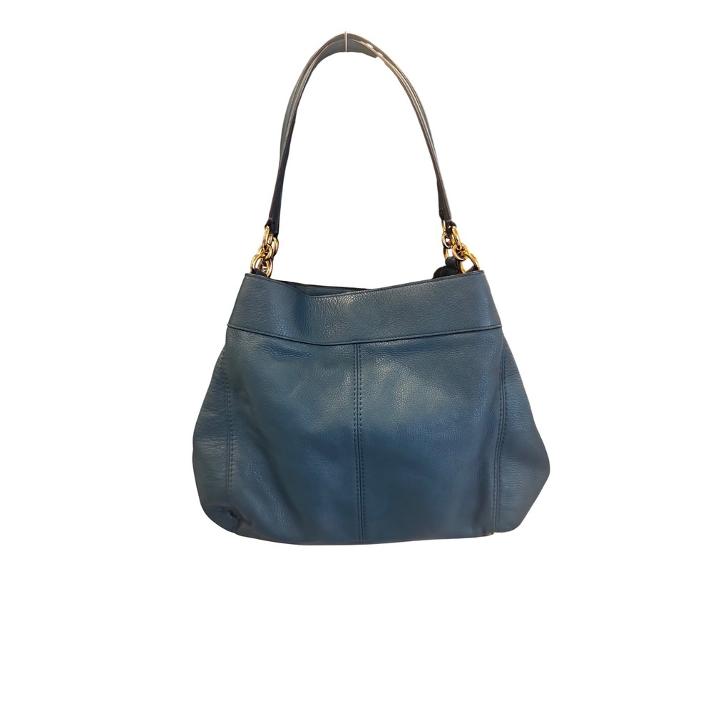 Coach Lexy F57545 Teal Blue Pebbled Leather Hobo Shoulder Bag Gold Hardware - Picture 2 of 12